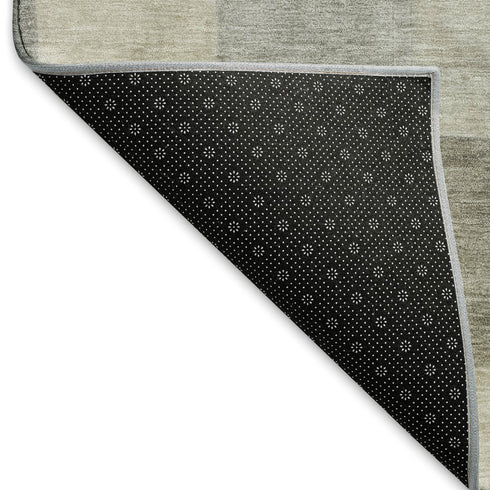 8' Taupe Ivory And Khaki Geometric Washable Area Rug With UV Protection