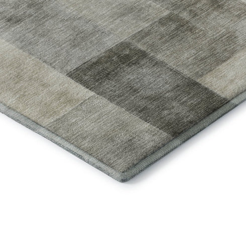 8' Taupe Ivory And Khaki Geometric Washable Area Rug With UV Protection