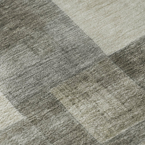 8' Taupe Ivory And Khaki Geometric Washable Area Rug With UV Protection