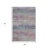5' X 8' Blush Blue And Ivory Striped Washable Area Rug With UV Protection