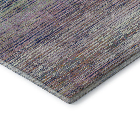 5' X 8' Blush Blue And Ivory Striped Washable Area Rug With UV Protection