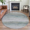 8' X 8' Linen And Ivory Striped Washable Round Rug With UV Protection