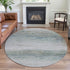 8' X 8' Linen And Ivory Striped Washable Round Rug With UV Protection