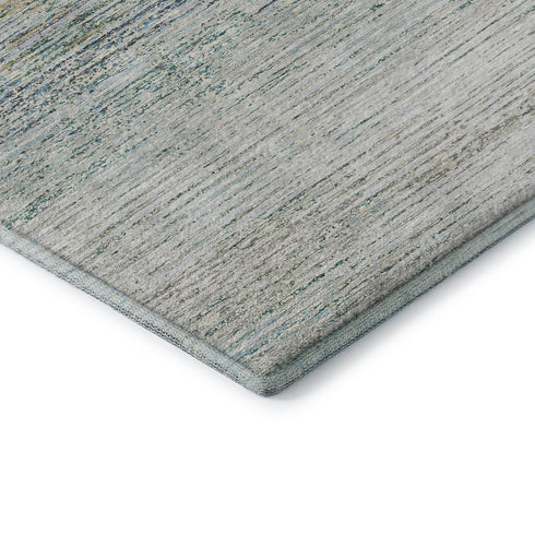 8' X 8' Linen And Ivory Striped Washable Round Rug With UV Protection