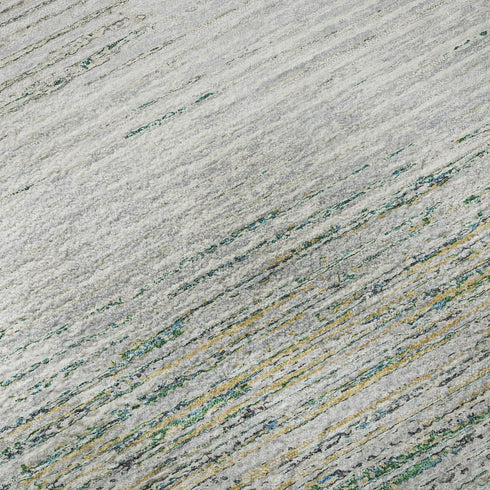 8' X 8' Linen And Ivory Striped Washable Round Rug With UV Protection