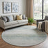 8' X 8' Linen And Ivory Striped Washable Round Rug With UV Protection