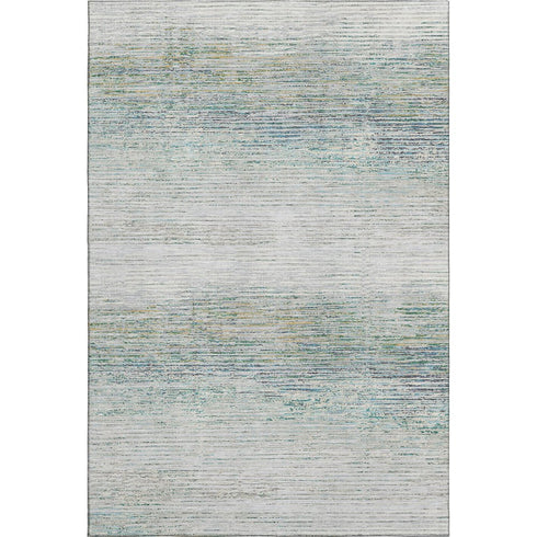 9' X 12' Linen And Ivory Striped Washable Area Rug With UV Protection