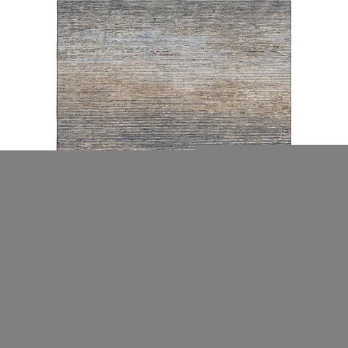 5' X 8' Pewter Gray And Beige Striped Washable Area Rug With UV Protection