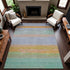 8' Lavender Orange And Teal Striped Washable Area Rug With UV Protection