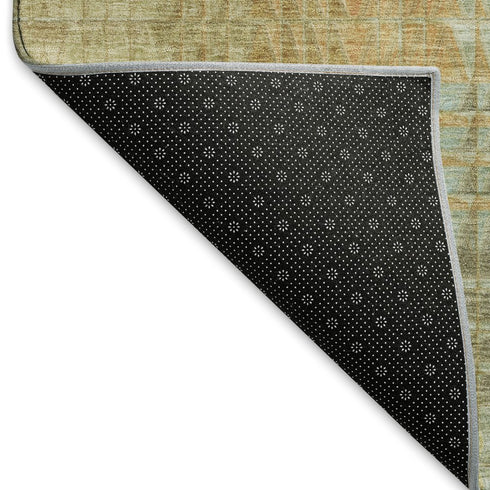 5' X 8' Beige Blue And Khaki Geometric Washable Area Rug With UV Protection