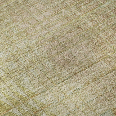 5' X 8' Beige Blue And Khaki Geometric Washable Area Rug With UV Protection