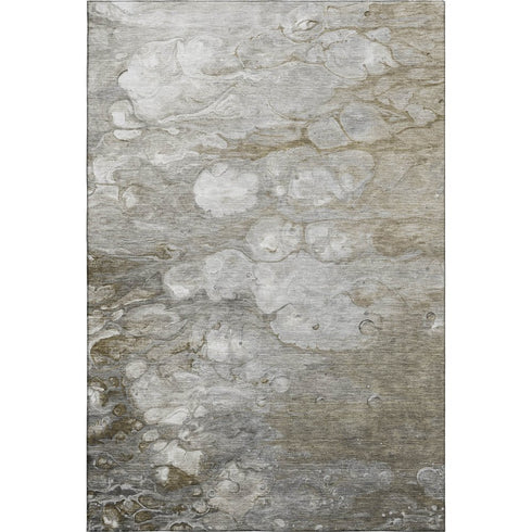 8' Taupe Ivory And Gray Abstract Washable Area Rug With UV Protection