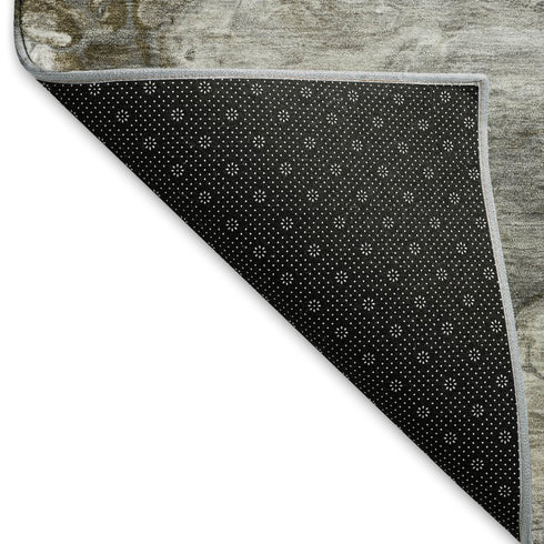 8' Taupe Ivory And Gray Abstract Washable Area Rug With UV Protection
