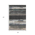 5' X 8' Black Beige And Blue Abstract Washable Area Rug With UV Protection
