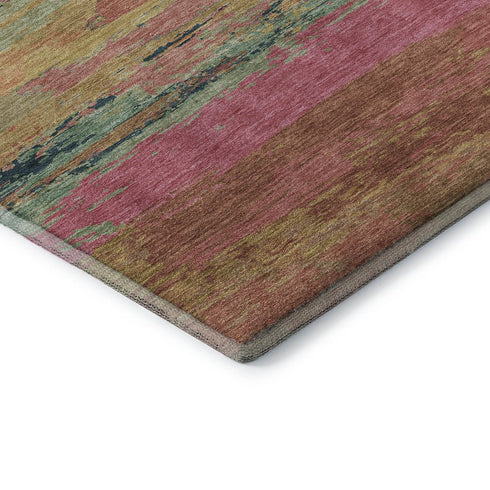 5' X 8' Blush Orange And Teal Abstract Washable Area Rug With UV Protection