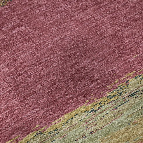 5' X 8' Blush Orange And Teal Abstract Washable Area Rug With UV Protection