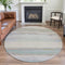 8' X 8' Ivory Mint Green And Teal Abstract Washable Round Rug With UV Protection