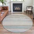 8' X 8' Ivory Mint Green And Teal Abstract Washable Round Rug With UV Protection