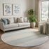 8' X 8' Ivory Mint Green And Teal Abstract Washable Round Rug With UV Protection