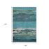 9' X 12' Teal Green And Ivory Abstract Washable Area Rug With UV Protection
