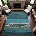 9' X 12' Teal Green And Ivory Abstract Washable Area Rug With UV Protection