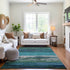 9' X 12' Teal Green And Ivory Abstract Washable Area Rug With UV Protection