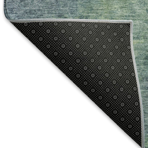 8' Blue Green And Beige Abstract Washable Area Rug With UV Protection