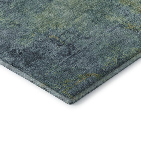 8' Blue Green And Beige Abstract Washable Area Rug With UV Protection