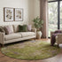 8' X 8' Green Brown And Beige Abstract Washable Round Rug With UV Protection