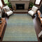 9' X 12' Blue Beige And Taupe Striped Washable Area Rug With UV Protection