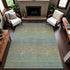 9' X 12' Blue Beige And Taupe Striped Washable Area Rug With UV Protection