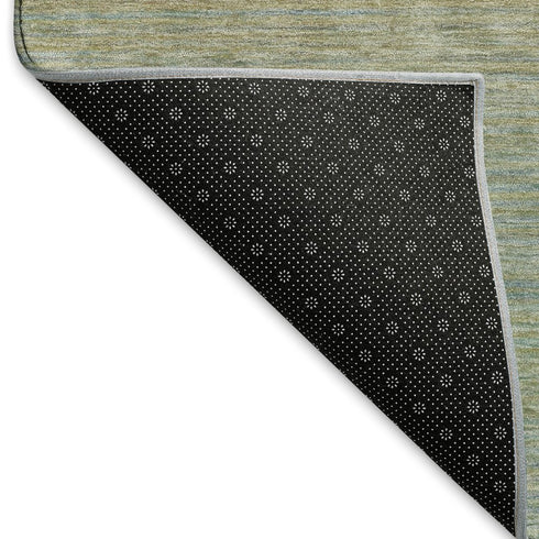 9' X 12' Blue Beige And Taupe Striped Washable Area Rug With UV Protection