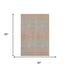 5' X 8' Coral Denim Blue And Salmon Striped Washable Area Rug With UV Protection