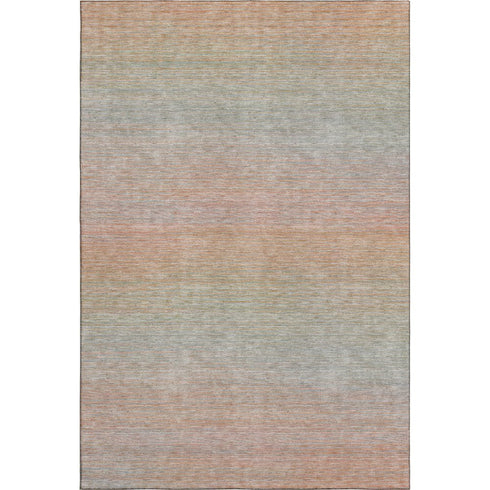 5' X 8' Coral Denim Blue And Salmon Striped Washable Area Rug With UV Protection