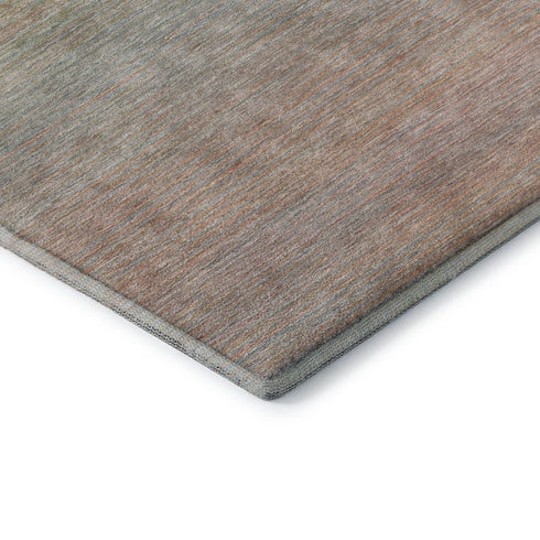 5' X 8' Coral Denim Blue And Salmon Striped Washable Area Rug With UV Protection