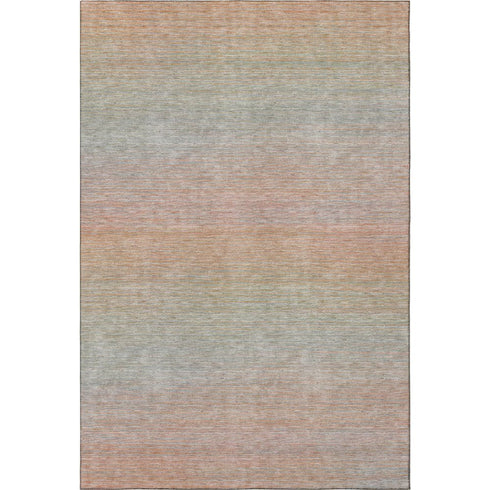 5' X 8' Coral Denim Blue And Salmon Striped Washable Area Rug With UV Protection