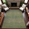 9' X 12' Fern Green And Blue Striped Washable Area Rug With UV Protection