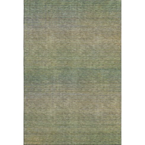 9' X 12' Fern Green And Blue Striped Washable Area Rug With UV Protection