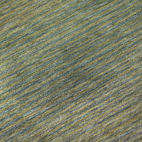 9' X 12' Fern Green And Blue Striped Washable Area Rug With UV Protection