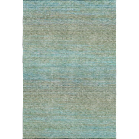 5' X 8' Teal And Taupe Striped Washable Area Rug With UV Protection