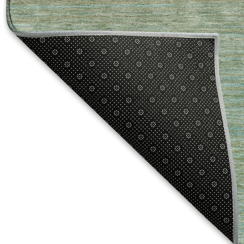 5' X 8' Teal And Taupe Striped Washable Area Rug With UV Protection