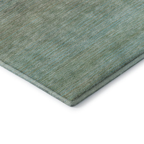5' X 8' Teal And Taupe Striped Washable Area Rug With UV Protection