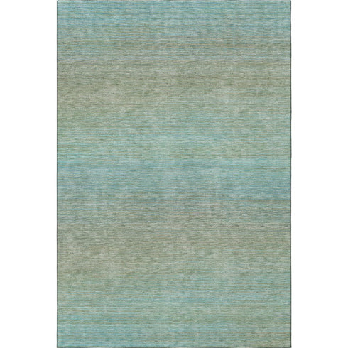 5' X 8' Teal And Taupe Striped Washable Area Rug With UV Protection