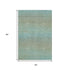 5' X 8' Teal And Taupe Striped Washable Area Rug With UV Protection