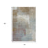 5' X 8' Coffee Ivory And Blue Abstract Washable Area Rug With UV Protection