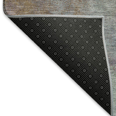 5' X 8' Coffee Ivory And Blue Abstract Washable Area Rug With UV Protection