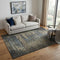 5' X 8' Coffee And Navy Blue Abstract Washable Area Rug With UV Protection