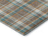 8' Taupe Ivory And Teal Plaid Washable Area Rug With UV Protection