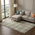 8' Taupe Ivory And Teal Plaid Washable Area Rug With UV Protection
