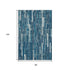 8' Blue And Ivory Striped Washable Area Rug With UV Protection